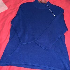 Luxe 360 blue sweater, rhinestone zipper. Size petite large